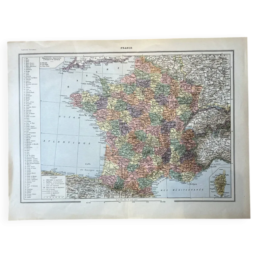 Carte de France - 1922 - 40x29cm