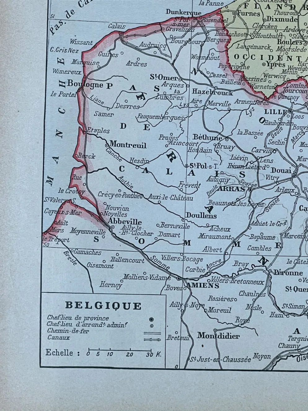 Carte de la Belgique - 20x29cm 1922