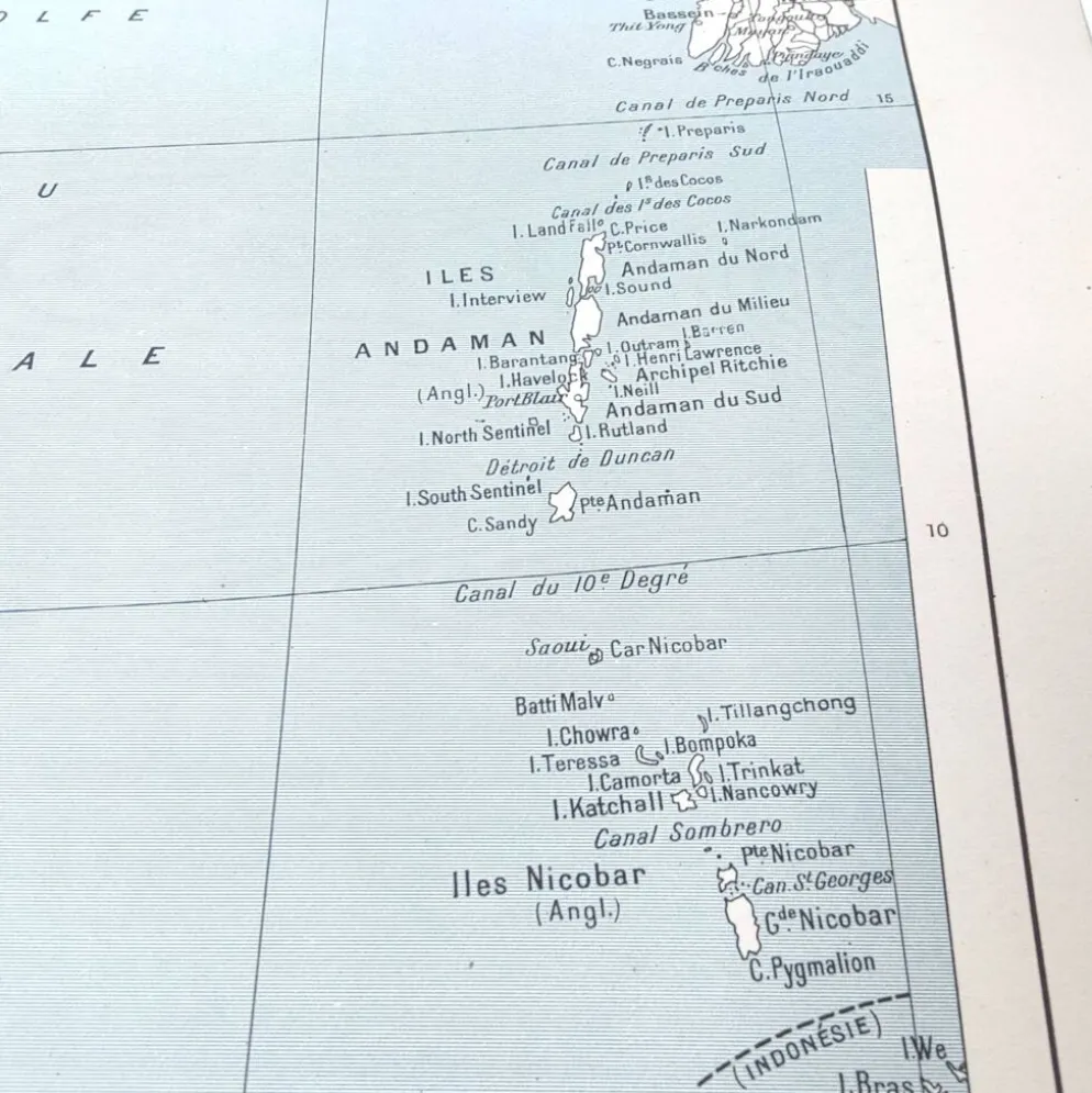 Carte de l’Inde vintage 43x43cm de 1950