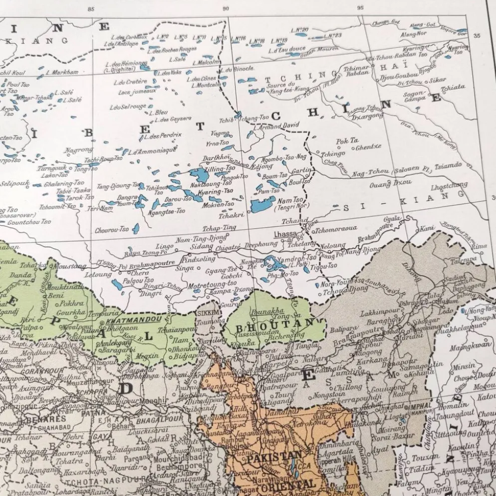 Carte de l’Inde vintage 43x43cm de 1950