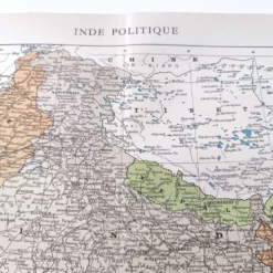 Carte de l’Inde vintage 43x43cm de 1950