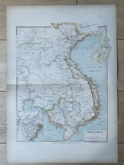 Carte de l’Indochine française - Atlas Niox - 37 x 53,5 cm