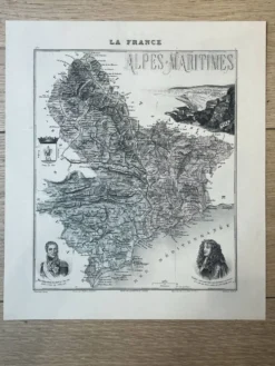 Carte des Alpes-Maritimes - Massena et Cassini, 27x31cm