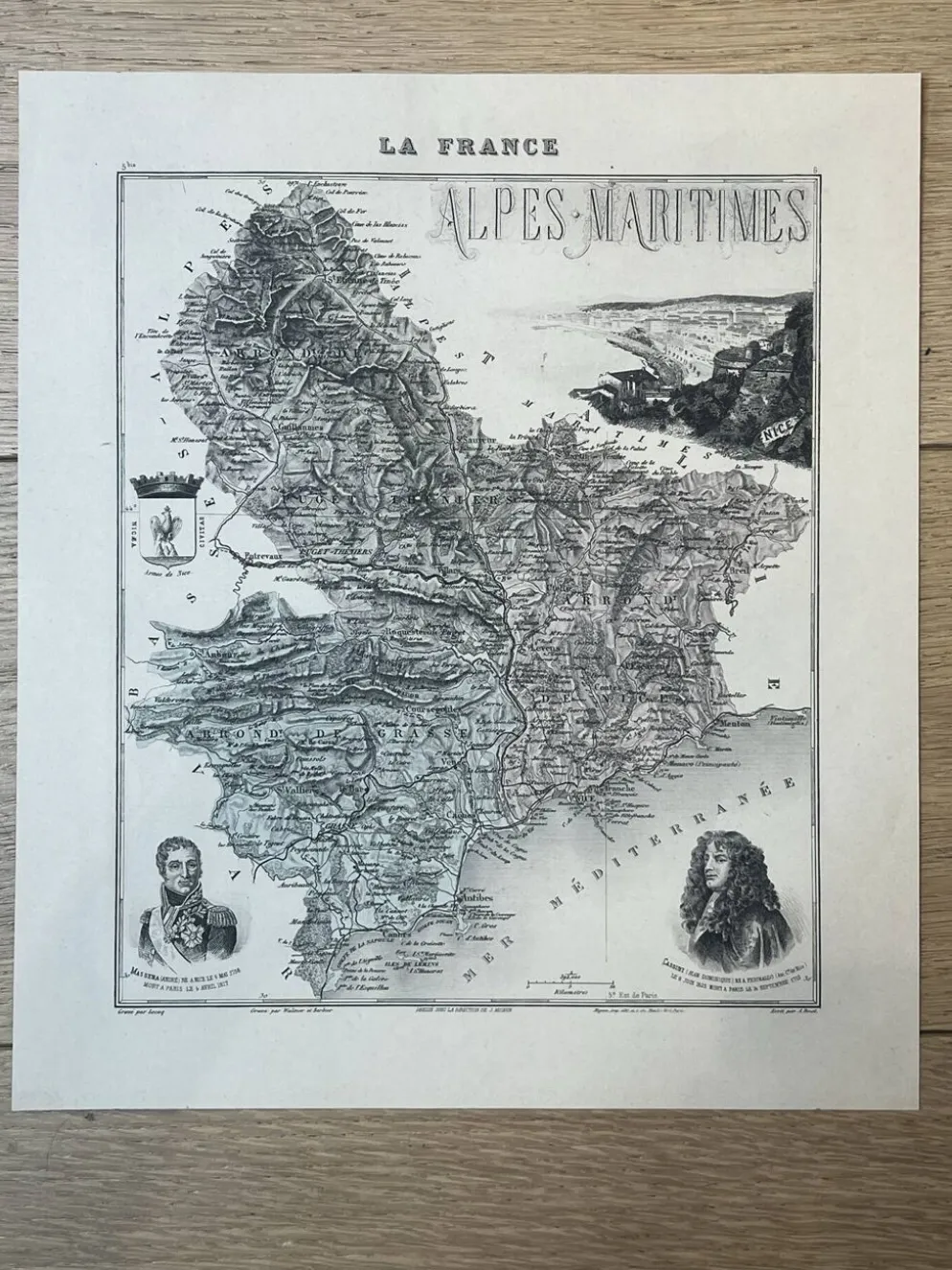 Carte des Alpes-Maritimes - Massena et Cassini, 27x31cm