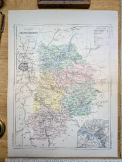 Carte de Seine-et-Marne, imprimée en 1883.