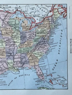 Carte des États Unis - 20x29cm 1922