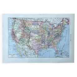 Carte des États Unis - 20x29cm 1922