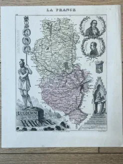 Carte du Rhône - Lyon, Ampère, Jacquart, 23x27cm