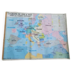 Carte géographique scolaire Europe avant/après guerre