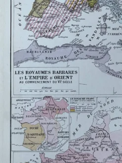 Carte historique - Royaumes barbares et Gaule mérovingienne - 27x37cm