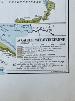 Carte historique - Royaumes barbares et Gaule mérovingienne - 27x37cm