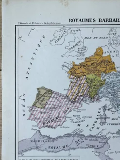 Carte historique - Royaumes barbares et Gaule mérovingienne - 27x37cm