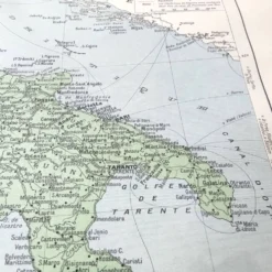 Carte Italie Europe illustrée 43x43cm vintage de 1950