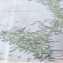 Carte Italie Europe illustrée 43x43cm vintage de 1950