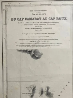 Carte marine ancienne - Du Cap Camarat au cap Roux en passant par St Tropez St Raphael Ste Maxime