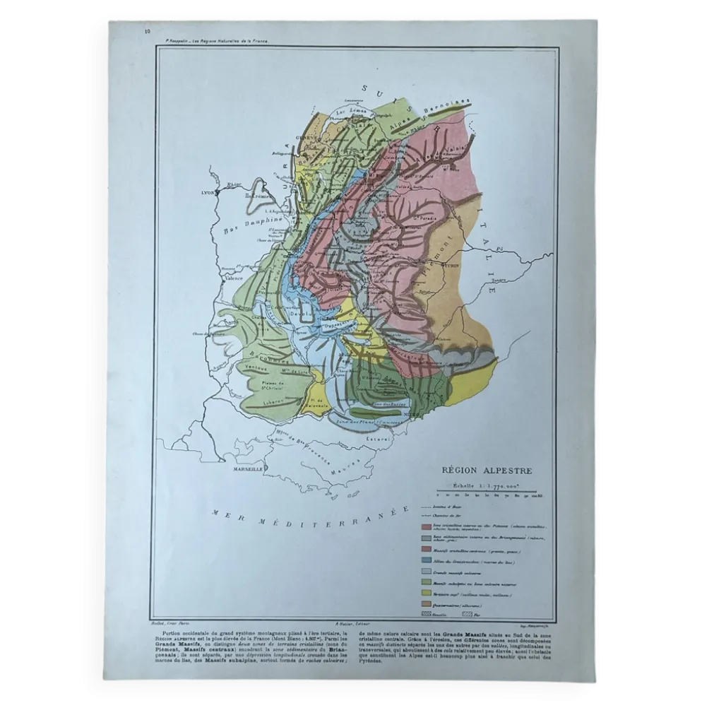 Carte originale Alpes - 37x27cm - 1908