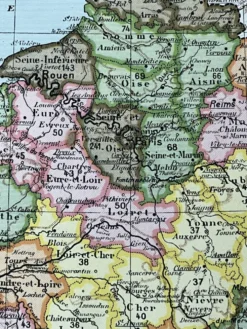 Carte originale de la France 37x27cm - 1908