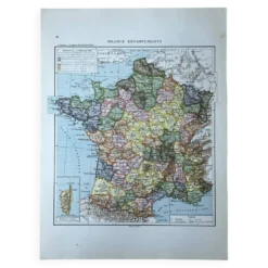 Carte originale de la France 37x27cm - 1908