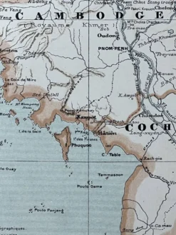 Carte originale de l’Indochine française 37,5x53,5cm
