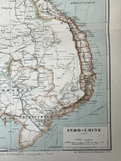Carte originale de l’Indochine française 37,5x53,5cm