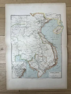 Carte originale de l’Indochine française 37,5x53,5cm