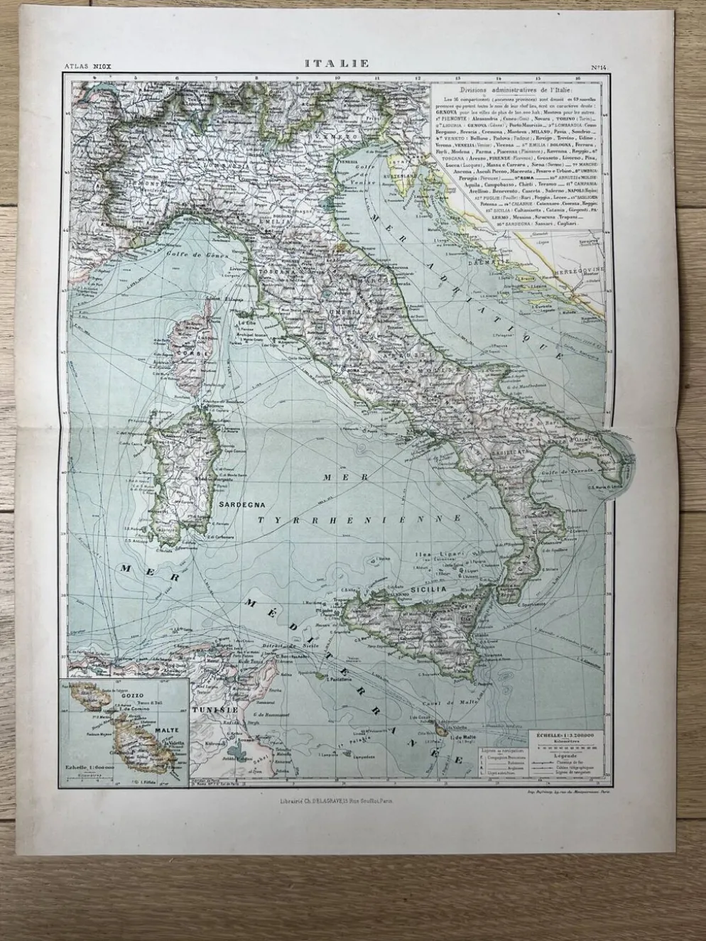 Carte originale de l’Italie 1905 - 37,5x48cm