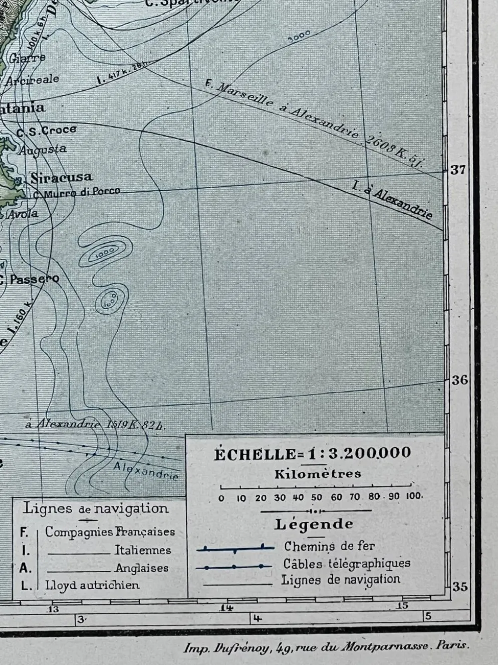 Carte originale de l’Italie 1905 - 37,5x48cm