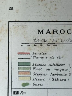 Carte originale du Maroc 37x27cm - 1908