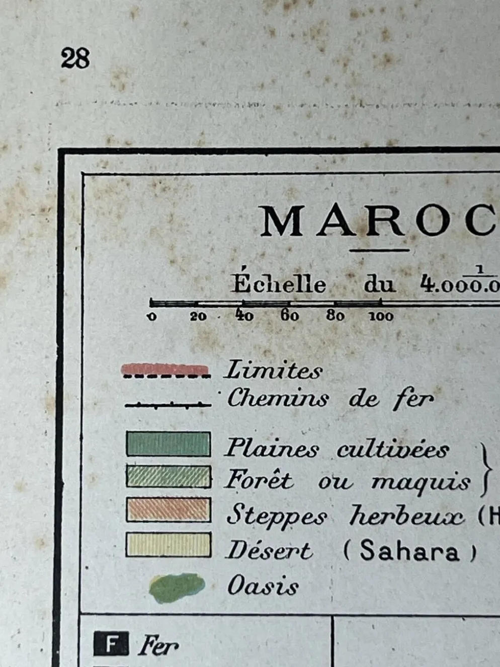 Carte originale du Maroc 37x27cm - 1908