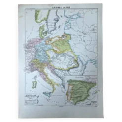 Carte originale Europe en 1812 37x27cm (1908)