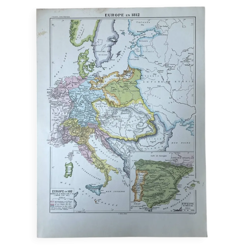 Carte originale Europe en 1812 37x27cm (1908)
