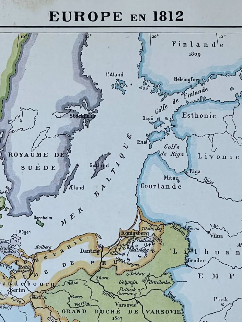 Carte originale Europe en 1812 37x27cm (1908)