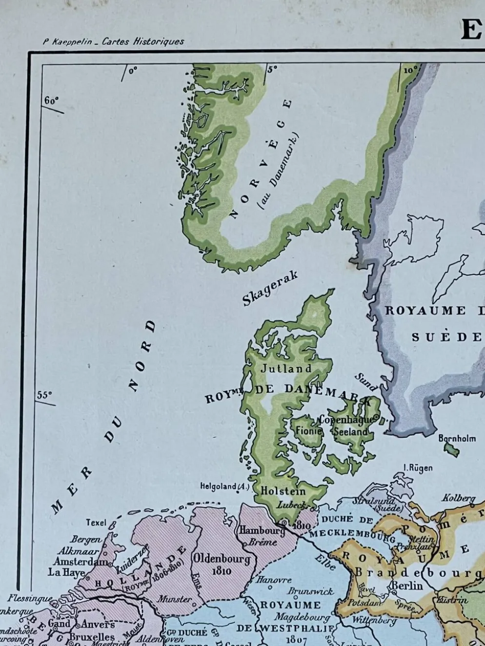 Carte originale Europe en 1812 37x27cm (1908)