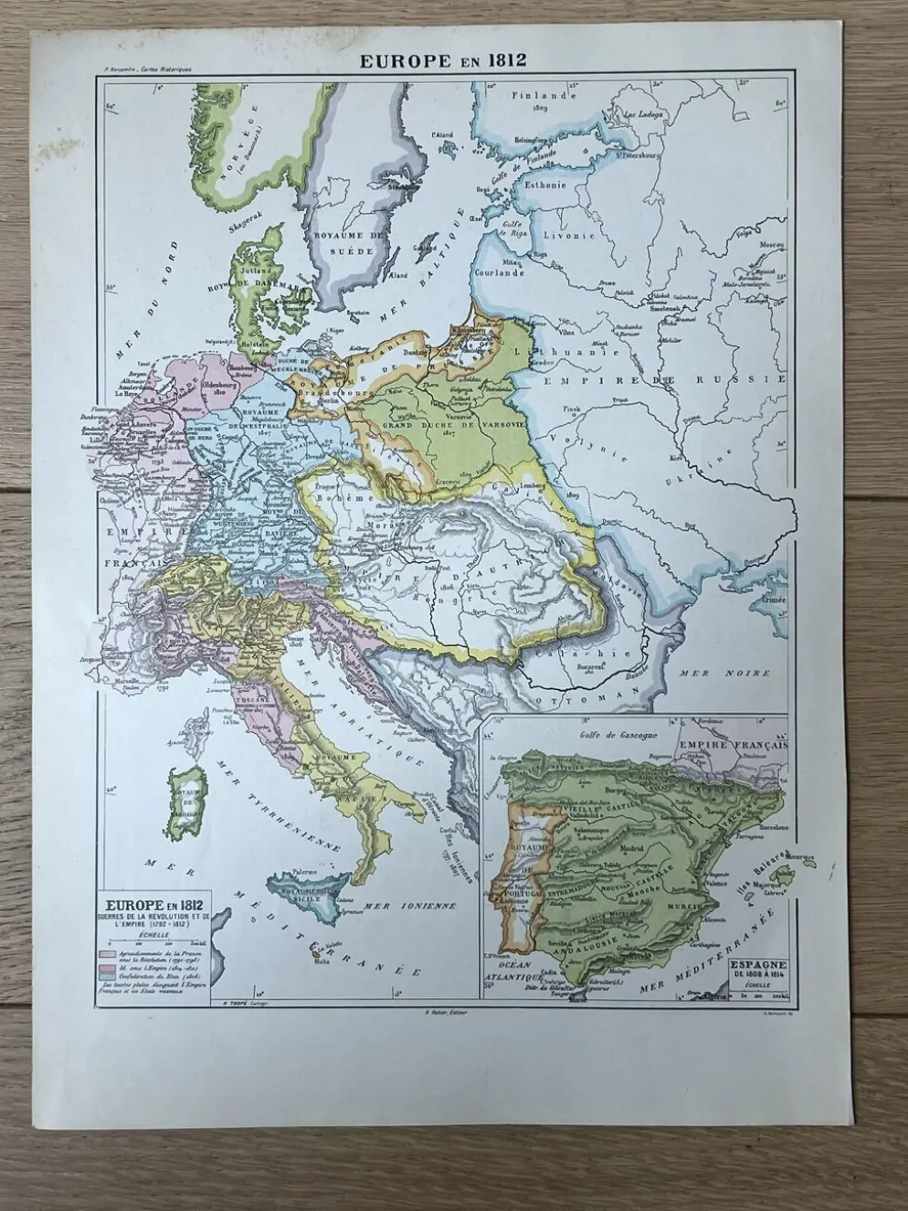 Carte originale Europe en 1812 37x27cm (1908)