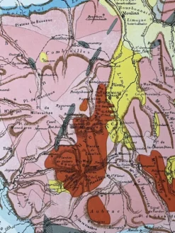 Carte originale Massif Central 37x27cm - 1908