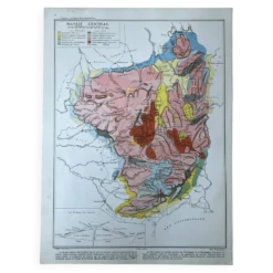 Carte originale Massif Central 37x27cm - 1908