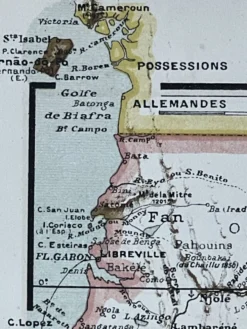 Carte originale Zambèze et Congo 53x37cm 1905