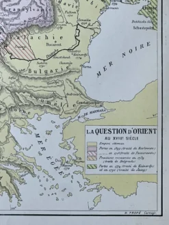 Carte politique Europe au XVIIIe siècle 37x27cm - 1908