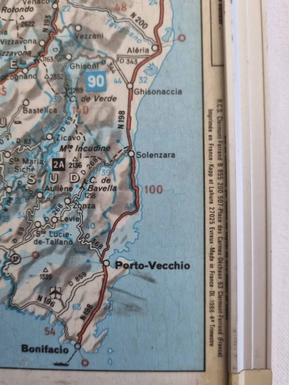 Carte routière "Michelin" vintage années 80 encadrée, 111 cm x 100 cm