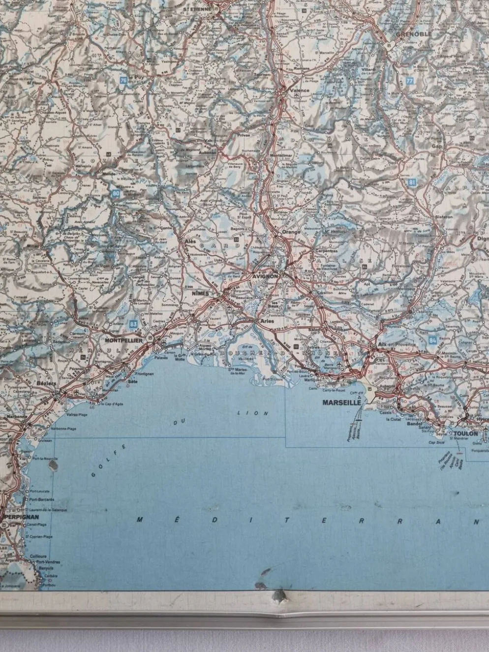 Carte routière "Michelin" vintage années 80 encadrée, 111 cm x 100 cm