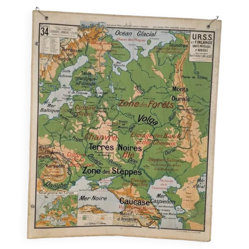 Carte scolaire vidal lablache - n°34 urss et finlande