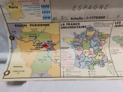 Carte scolaire vintage MDI bi-faces France administrative & chemins de fer