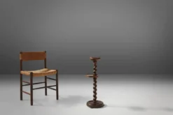 Cendrier Art Déco en chêne sur base tourné à la main, France, années 1930