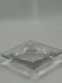 Cendrier carré vintage en verre cristal lourd