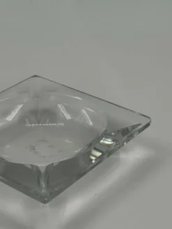 Cendrier carré vintage en verre cristal lourd