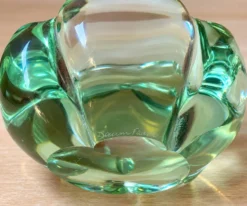 Cendrier daum france – cristal vert d’eau / aigue-marine