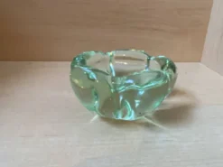 Cendrier daum france – cristal vert d’eau / aigue-marine
