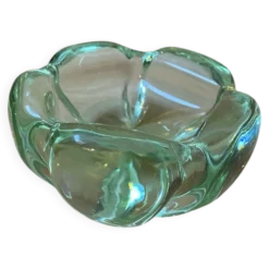 Cendrier daum france – cristal vert d’eau / aigue-marine