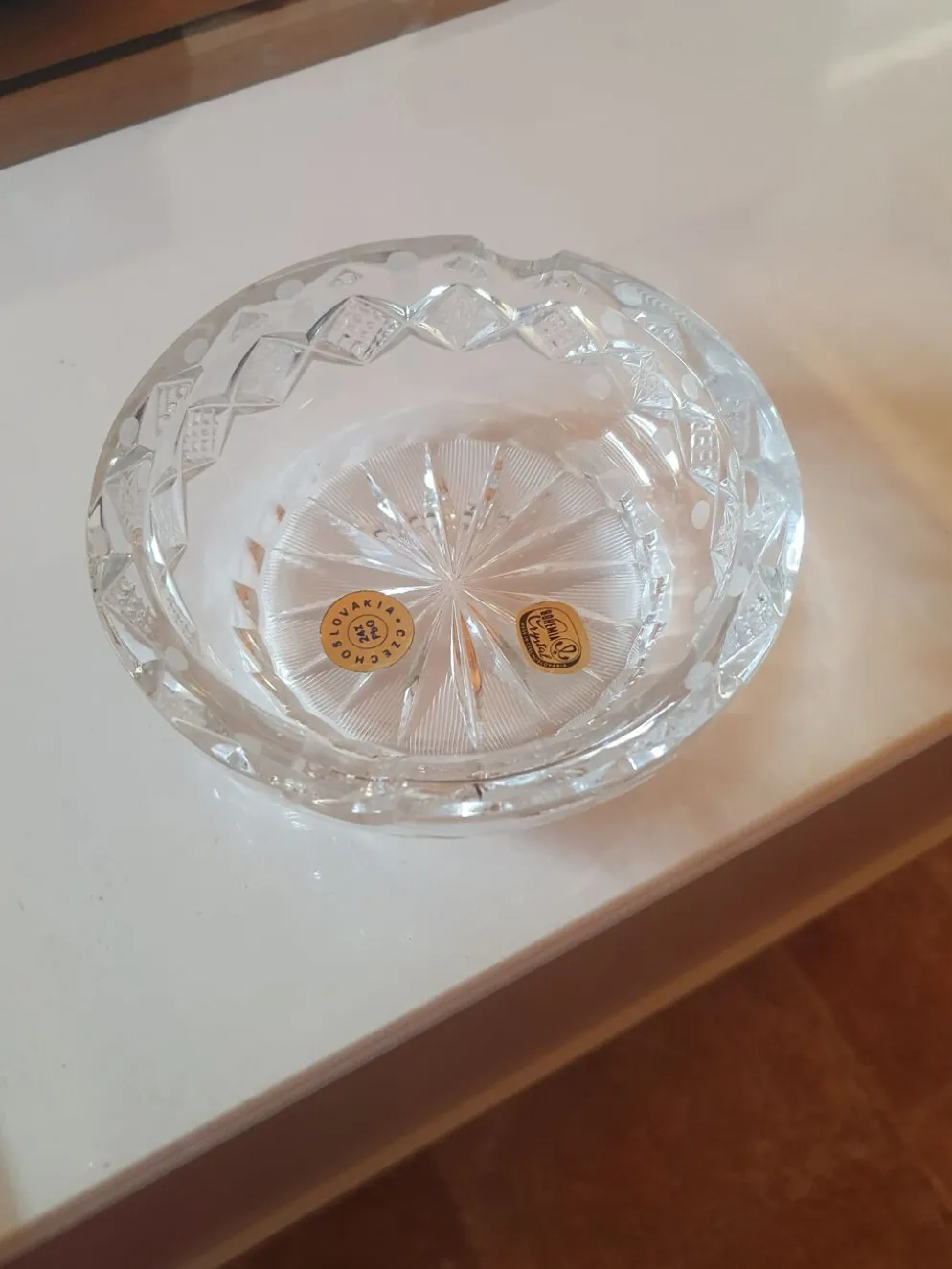 Cendrier en cristal de Bohême vintage