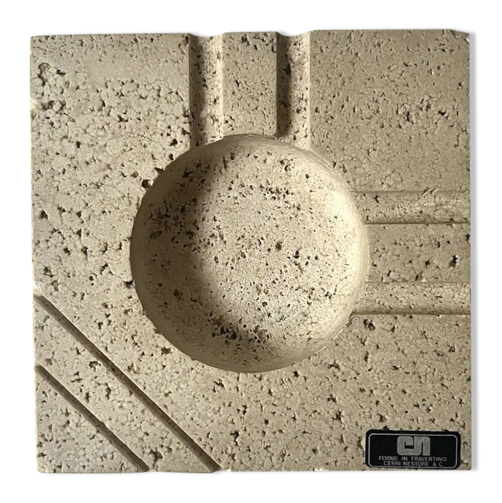Cendrier en travertin sculpté Fratelli Manelli, Italie 1970